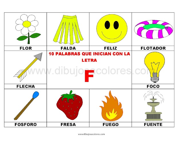 10 palabras u objetos que inician con la letra F